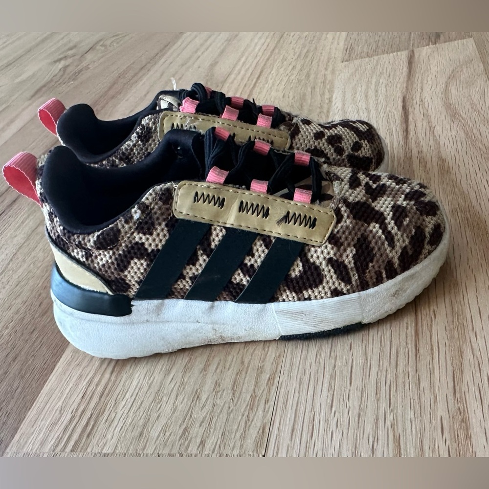 Adidas Leopard Print Sneakers with Black Stripes